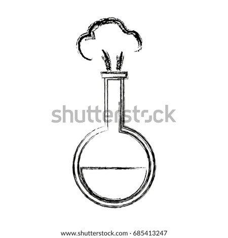 school chemical laboratory flask with liquid and smoke