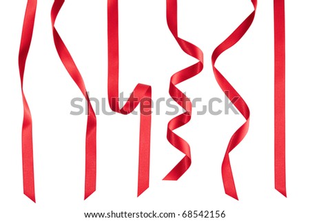 Red ribbon collection isolated on white Royalty-Free Stock Photo #68542156