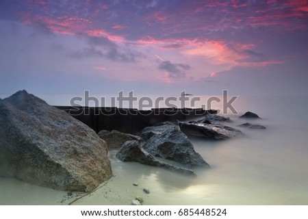 morning view at Pulau Besar beach, located at Melaka, Malaysia.