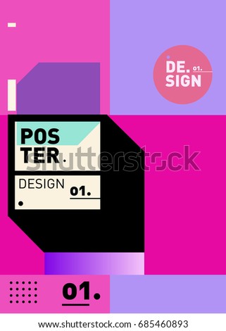 Vector poster template cover design. Future geometric graphic art template. Simple minimalist wallpaper design style.