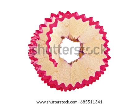 Shaving from pencil isolated on a white background