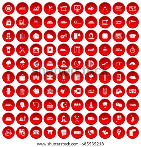 100 dispatcher icons set in red circle isolated on white vectr illustration
