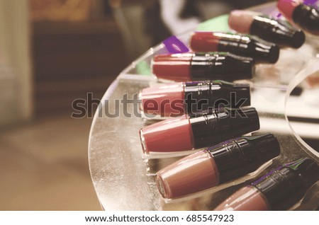lipstick on the showcase in a circle