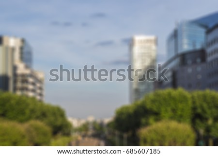 blurred city landscape with skyscrapers