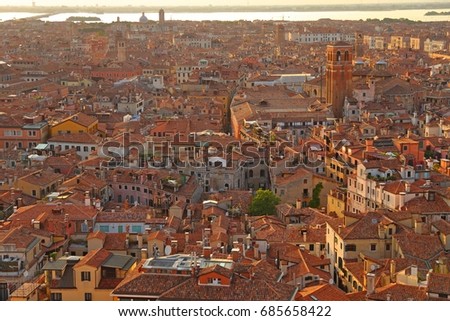 Aerial view of Venice from San Marco bell tower, Italy