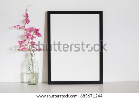 mock up frame poster in white room