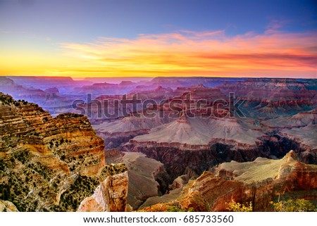Grand Canyon South Rim, Sunset, Powell Point Royalty-Free Stock Photo #685733560