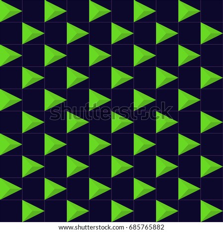 Vector Abstract Triangle Geometric Seamless Purple and Green Graphic Illusion Pattern Design