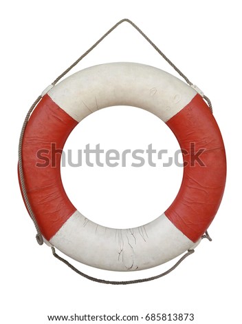 Old lifebuoy isolated on white with Clipping Path Royalty-Free Stock Photo #685813873