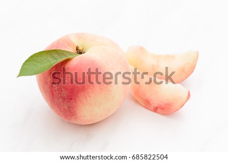 Fresh Japan White Peach on White Background 