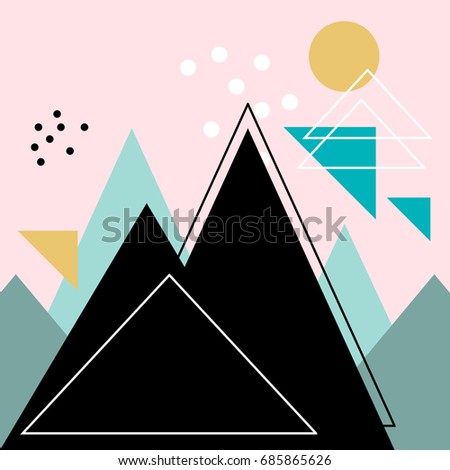 Vector illustration of an abstract landscape, mountains.