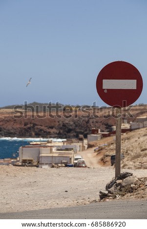 Road sign Stop on the island