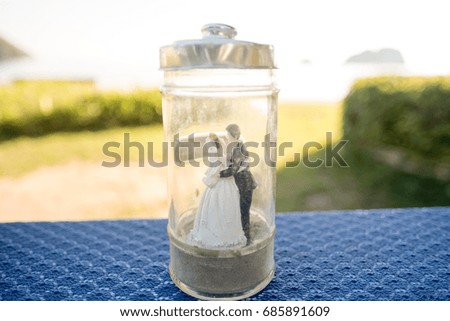 Bride and Groom doll in glass bottles