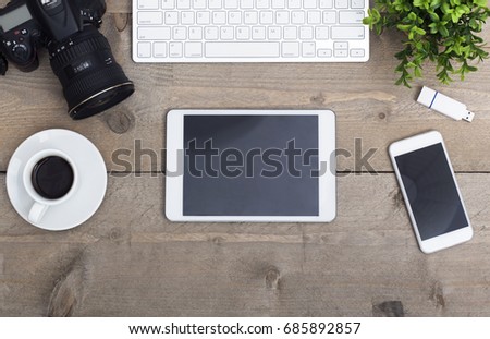 Tablet and mobile design office desk mockup