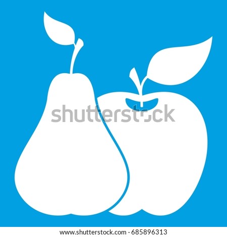 Apple and pear icon white isolated on blue background vector illustration