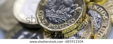 Selective Focus of the New UK One Pound Coin  Royalty-Free Stock Photo #685913104