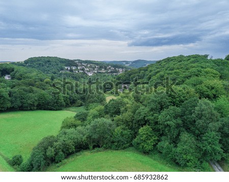 Village in the wood aerial photo