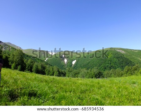 Mountain landscape medow and forest photo art Royalty-Free Stock Photo #685934536