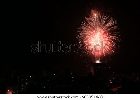 Fantastic Fireworks Festival in Atami ,Izu, Japan, black background.