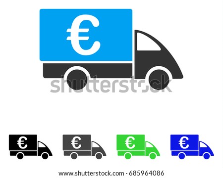 Euro Collector Car flat vector illustration. Colored euro collector car gray, black, blue, green icon versions. Flat icon style for web design.