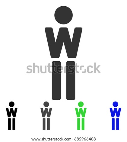 Woman flat vector pictogram. Colored woman gray, black, blue, green pictogram variants. Flat icon style for application design.