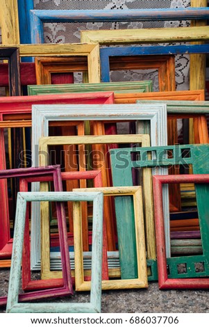 Rainbow Frames stacked at a San Francisco Flea Market 