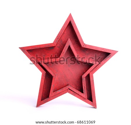 small red star in a big red star isolated on white