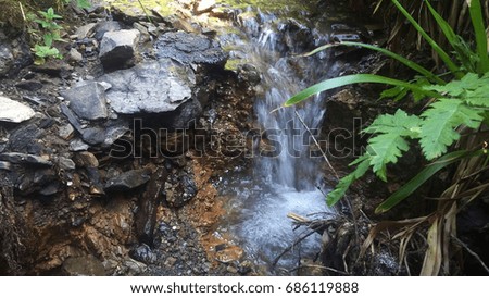 Mountain stream, mountains in summer. Mountain tourism