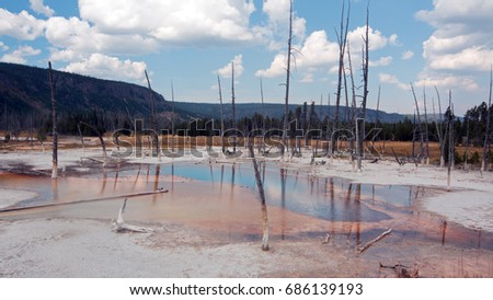 Opalescent Pool hot spring in the Black Sand Geyser Basin in Yellowstone National Park in Wyoming USA