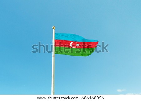 Flag of Azerbaijan on the mast