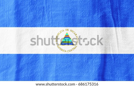 Nicaragua national flag from fabric for graphic design.