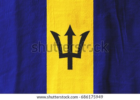 Barbados national flag from fabric for graphic design.