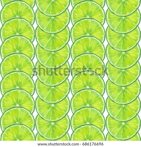 Watercolor seamless lime fruits slices pattern