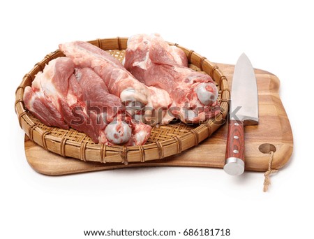 Pig Bone Used For Cooking Soup Base on white background