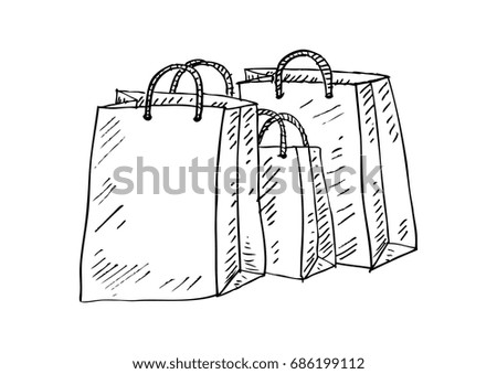 sketch illustration - three shopping bags