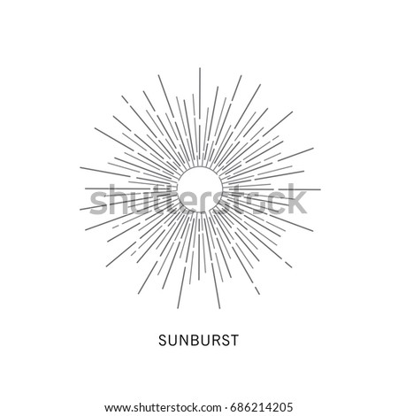 Vintage hand drawn sunburst vector illustration.