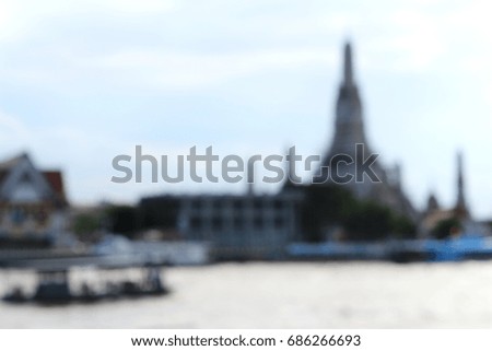 Blur Picture:Travel by Boat in Thailand And The scene is a temple.