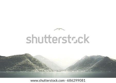 minimal surreal mountain landscape