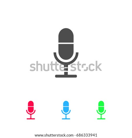Microphone icon flat. Color pictogram on white background. Vector illustration symbol and bonus icons