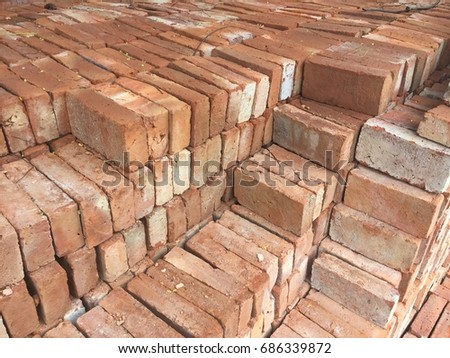 Red brick on construction site.