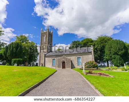 Vintage protestant religion church in rural Ireland.