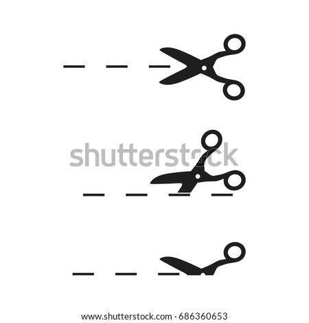 Vector scissors with cut lines  Scissors with cut lines Coupon cutting icon  Scissor cutting icon set