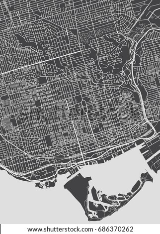 Toronto city plan, detailed vector map Royalty-Free Stock Photo #686370262