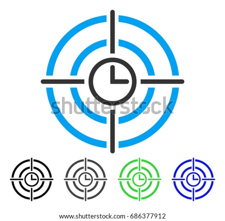 Time Target flat vector icon. Colored time target gray, black, blue, green icon variants. Flat icon style for graphic design.