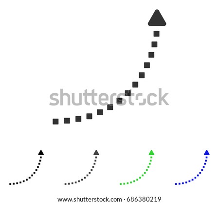 Dotted Growth Line flat vector illustration. Colored dotted growth line gray, black, blue, green icon variants. Flat icon style for graphic design.