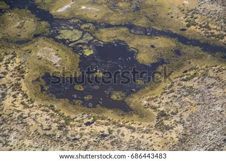 Aerial shot from a small light plane flying over the African bush