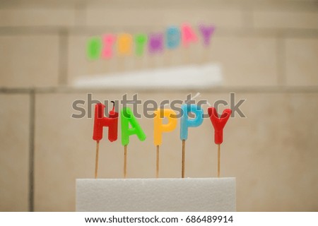 Happy birthday, candles. Greeting card