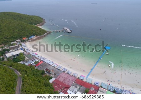 High angle view of Ta Waen Beach, Koh Larn, Chonburi, Thailand