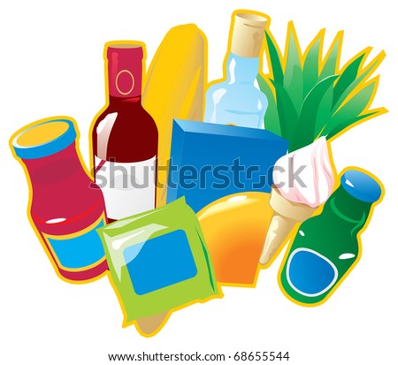 Foods and drinks. Raster version. Vector version is also available.
