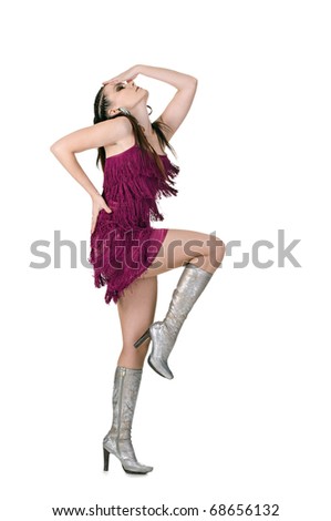 cool dancer woman over white background